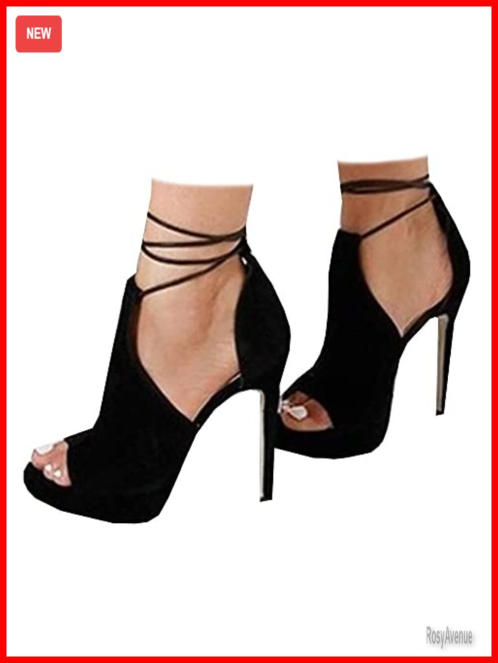 Faux Leather Peep Toe Platform Heels Lace Up Stiletto Dress Sandals